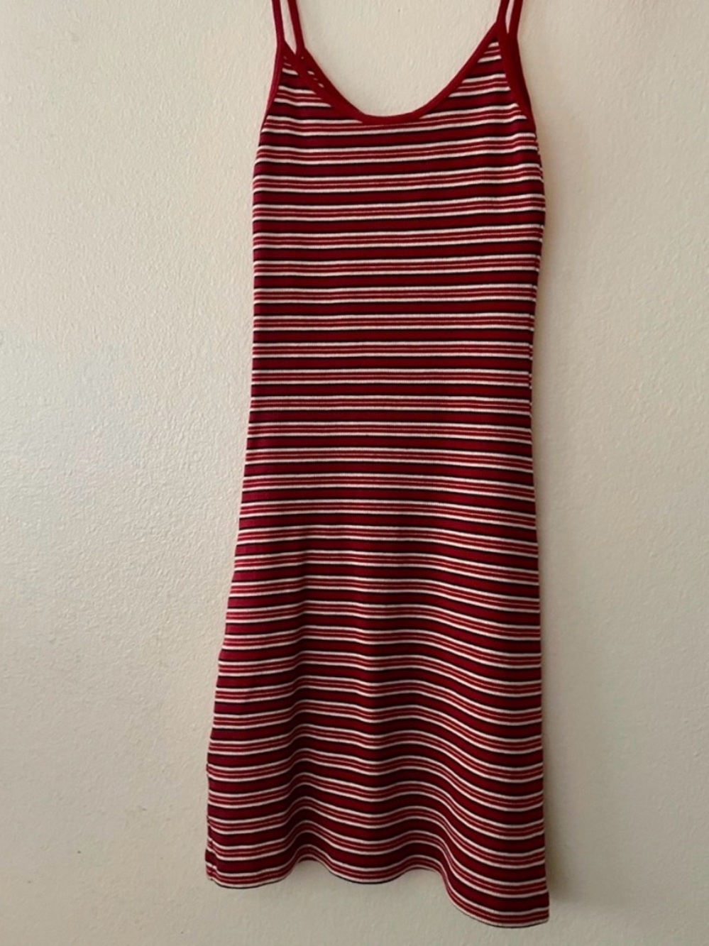Brandy Melville Red and White Striped Knit Mini Dress